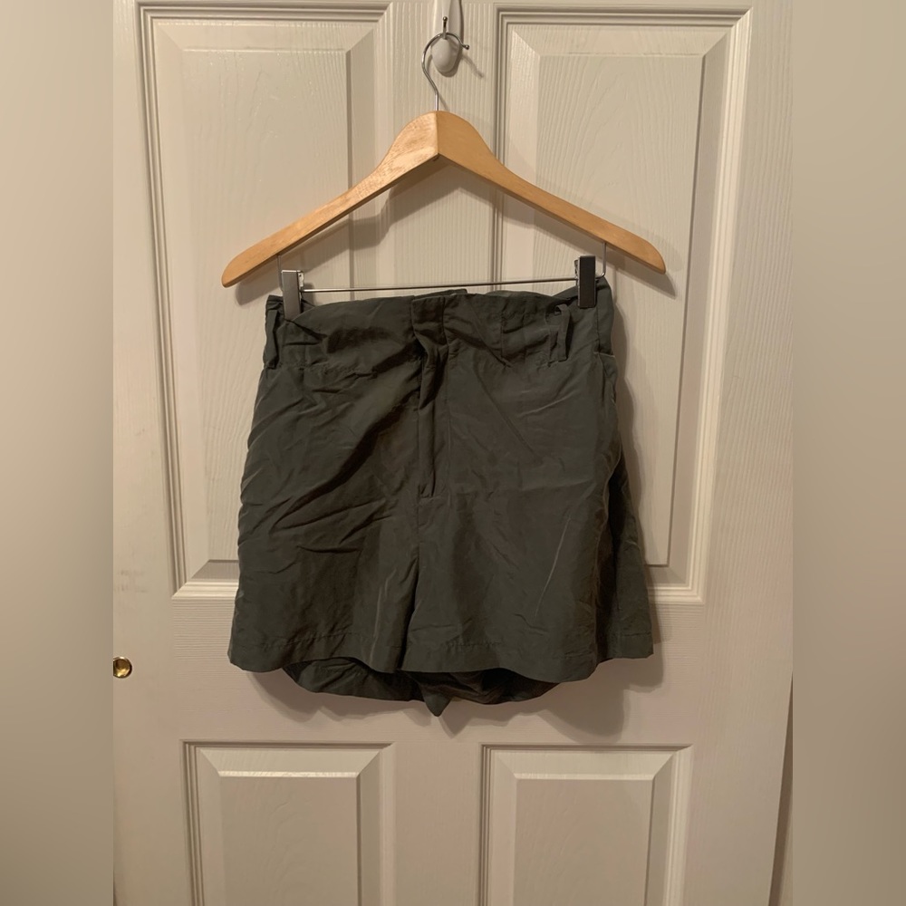 Green Pleated Shorts
